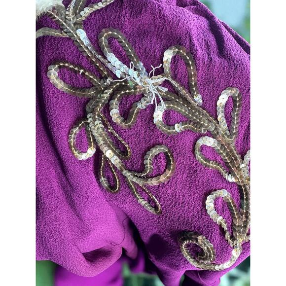 Vintage 1940s Dress Peplum Sequined Plus Sized Crepe Sequin Purple XL 1X - Picture 8 of 8